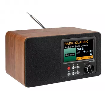 Albrecht DR 863 DAB+ FM digitale radio met Bluetooth, houten behuizing, kleurendisplay, accu