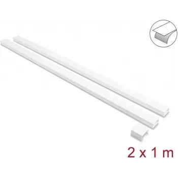 Delock zelfklevende kabelgoot met schuifdeksel 40 x 19 mm, verbindingsstuk, 1 m, 2-pack, wit