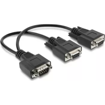 Delock Y-splitter-kabel D-Sub 9 stekker naar 2 x bus met schroeven 25 cm