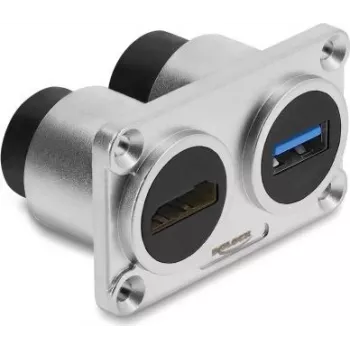 Delock dual paneelmontagebus USB 5 Gbps Type-A bus + HDMI bus 4K zilver