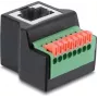 Delock RJ45 bus naar 8-polige klemmenstrook adapter, 90° haaks, drukknop, zwart