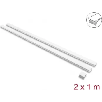 Delock zelfklevende kabelgoot met schuifdeksel 30 x 14 mm incl. verbinder - 1 m, 2-pack, wit