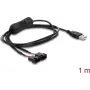 Delock USB Type-A stekker naar 2 x 4-pin ventilatoraansluiting kabel met aan-/uitschakelaar, 1 m, zwart