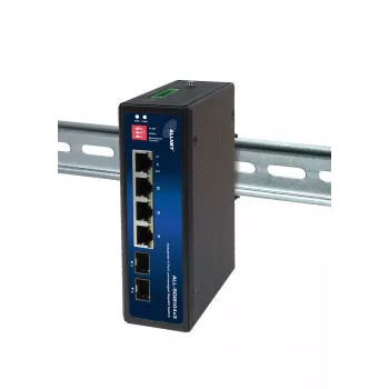 ALLNET ALL-SGI8104v3 industriële unmanaged layer 2-switch, 6 poorten GbE, 4x GbE RJ45, 2x SFP, ventilatorloos, IP40
