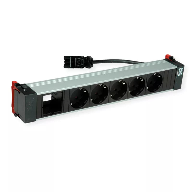 Bachmann POWER FRAME 5x Schuko-stopcontact 1x module-slot 0,2m GST18i3 zwart