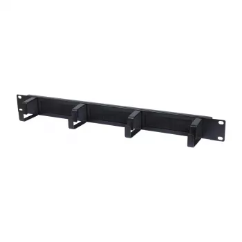 ALLNET 19 inch 1U kabelmanagementpaneel met borstellijst en 4 kabelogen, staal, Zwart
