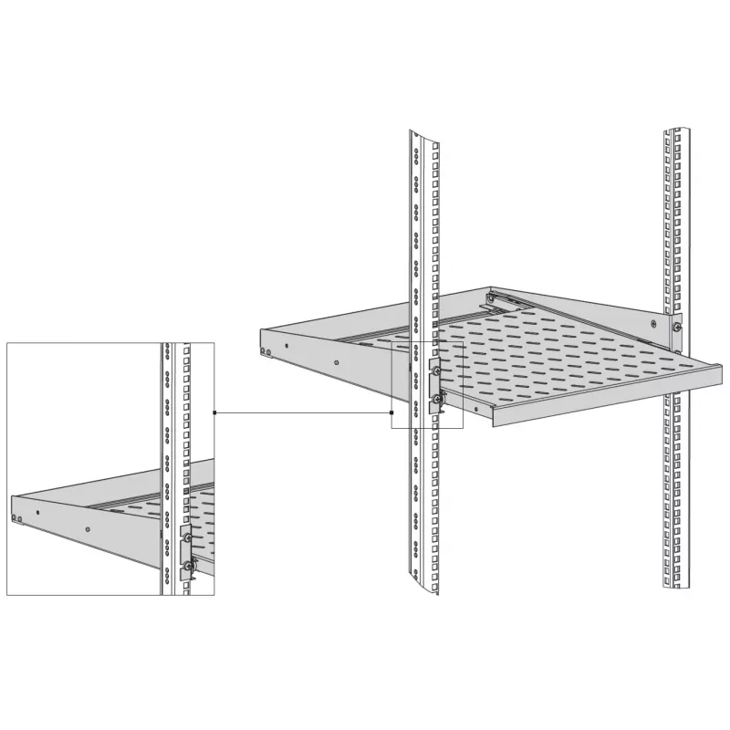 EFB Elektronik 19 inch 2U uitschuifbaar legbord, 355 mm diep, frontmontage, 20 kg, lichtgrijs RAL 7035