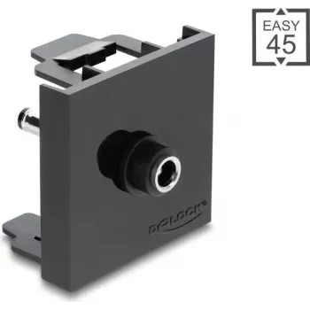 Delock Easy 45 module DC 5,5 x 2,1 mm bus naar DC 5,5 x 2,5 mm stekker adapter zwart