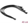 Delock ventilatorkabelsplitter 1 x 4 pin PWM bus naar stekker + 3 x 4 pin stekker (3 pins bezet) met kabelmantel 40 cm zwart