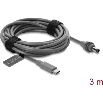 Delock USB Type-C™ naar DC 5,5 x 2,1 mm stroomkabel voor Starlink Mini, 3 m, grijs