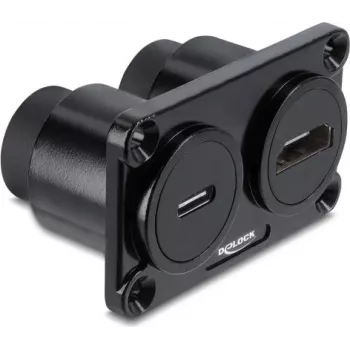Delock dual panel mount USB-C 10 Gbps PD 100 W + HDMI 4K bus naar stekker adapter
