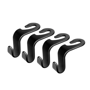 LogiLink auto-zithaken, 4-delige set, zwart, universele hoofdsteunorganizer, 8kg belasting per haak, gereedschapsloze clip-on, ABS-kunststof