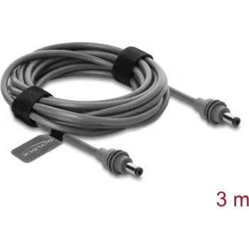 Delock 91824 DC 5,5 x 2,1 mm naar DC 5,5 x 2,1 mm stroomkabel voor Starlink Mini, 3 m, grijs