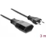 Delock europlug-verlengkabel CEE 7/16 stekker naar koppeling 2 x 0,75 mm², 3 m, zwart
