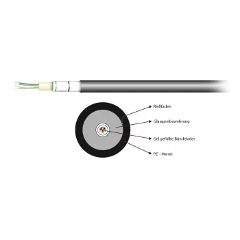 EFB Elektronik A-DQ(ZN)B2Y 4E 9/125µ G657.A1 PE outdoor glasvezelkabel, 4 vezels, singlemode, zwart, loose tube, knaagdierbescherming