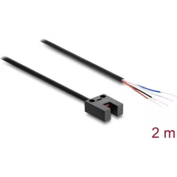 Delock vork-lichtsluis 5 mm sleuf U-type met 4 open kabeleinden PNP licht/donker omschakelbaar 2 m