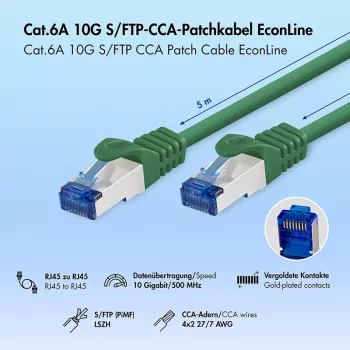 LogiLink Cat.6A S/FTP LSZH patchkabel, CCA, groen, 5 m, EconLine