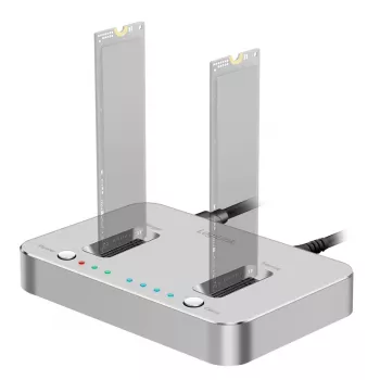 LogiLink USB 3.2 Gen2 dockingstation, 2-bay, voor M.2 NVMe SSD, kloonfunctie