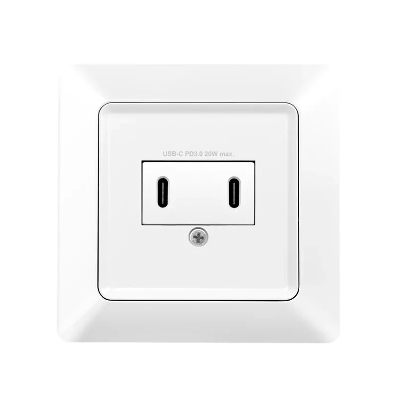 LogiLink wandcontactdoos met 2-poorts USB-C-oplader, 25W PD