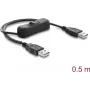Delock USB-stroomkabel Type-A stekker naar stekker met schakelaar 0,5 m