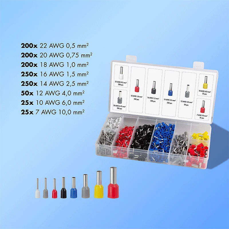 LogiLink adereindhulzen set met 1200 geïsoleerde adereindhulzen 0,5 - 10 mm²