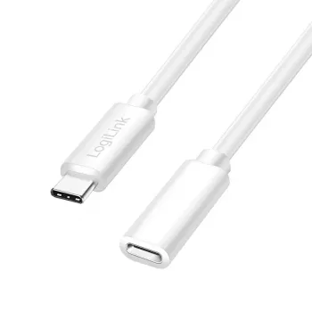 LogiLink USB 2.0 Type-C verlengkabel, C/M naar C/F, 480 Mbps, 60W, wit, 3 m