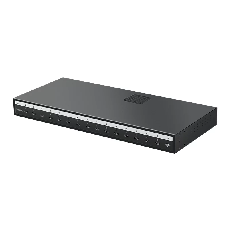 LogiLink USB-C multi-oplader (IPSS), 15 poorten, PD, smart, zwart