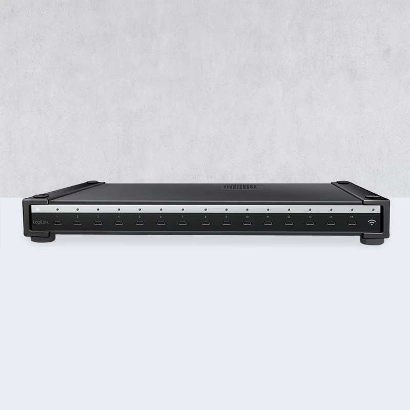 LogiLink USB-C multi-oplader (IPSS), 15 poorten, PD, smart, zwart