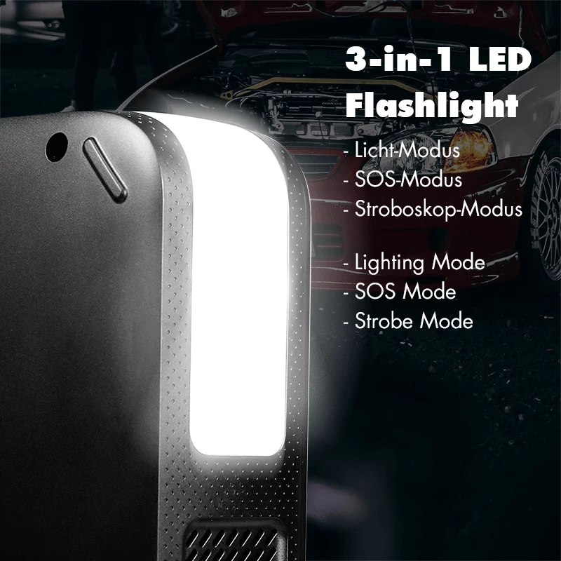 LogiLink PA0358 4-in-1 auto-startaccu powerbank met luchtcompressor, 7200 mAh, 200A startstroom, LED-zaklamp