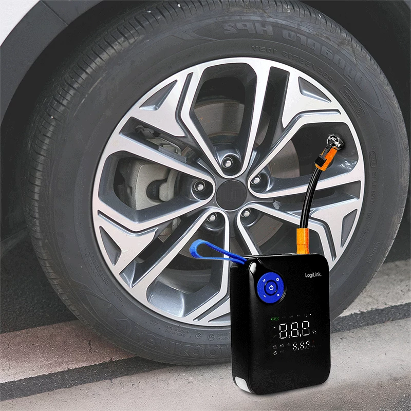 LogiLink PA0358 4-in-1 auto-startaccu powerbank met luchtcompressor, 7200 mAh, 200A startstroom, LED-zaklamp