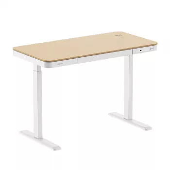 LogiLink zit-sta bureau, enkele motor, 118x60cm, met draadloos laden, wit