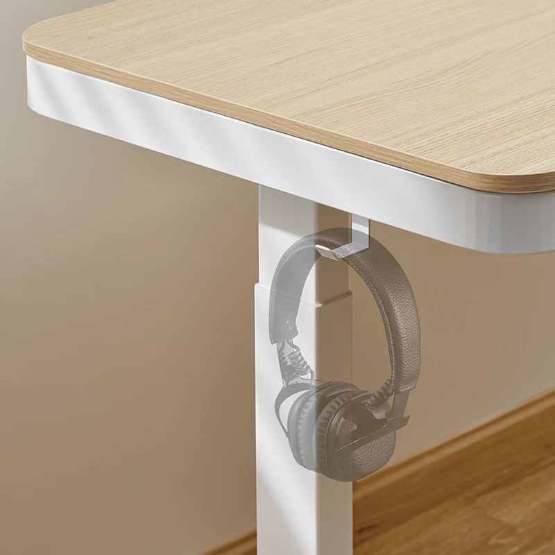 LogiLink zit-sta bureau, enkele motor, 118x60cm, met draadloos laden, wit