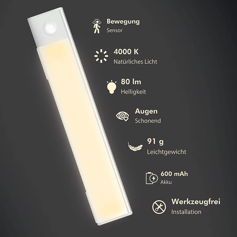 LogiLink LED-onderbouwverlichting, ultradun, PIR-sensor, 200mm, 80lm