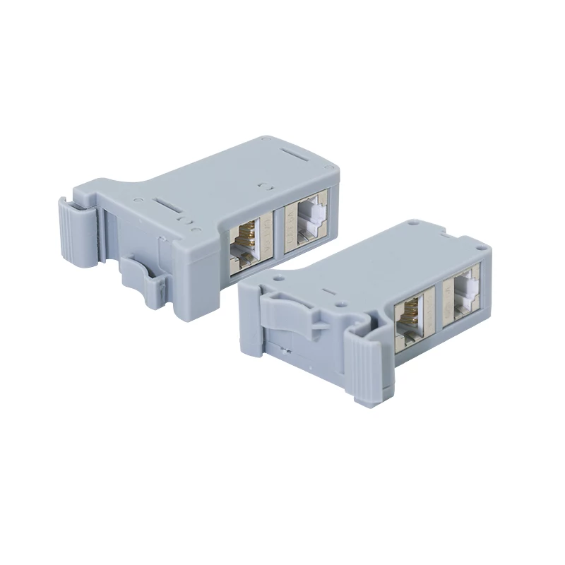 LogiLink DIN-rail montageadapter met 2 Cat.6A afgeschermde inline-koppelingen, 10G, PoE++ (MP0079)