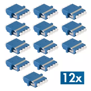 LogiLink LC quad glasvezeladapter, 12-pack, blauw, flensmontage, singlemode