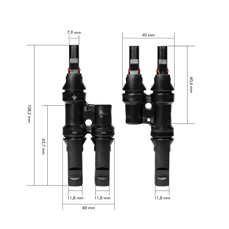 LogiLink solar Y-connector set, 2 stuks, MC4-compatibel, stekker & bus, PVC, zwart