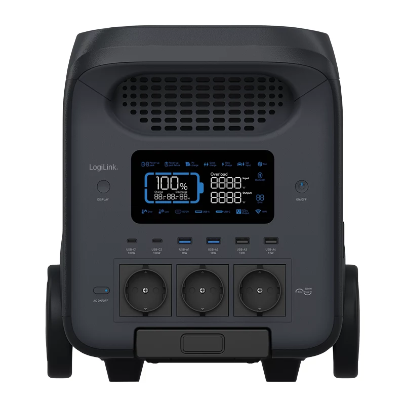 LOGILINK draagbaar powerstation PPS3000, 3000W LiFePO4, 2560Wh, Tuya Smart, UPS