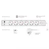 LogiLink stekkerdoos met 6 veiligheidsstopcontacten, USB-A & USB-C PD 20W, tuimelschakelaar, 1,5 m, wit