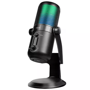 LogiLink USB-condensatormicrofoon met RGB-licht, nier/nierrichtingskarakteristiek, 20 Hz - 20 kHz, zwart (HS0059)