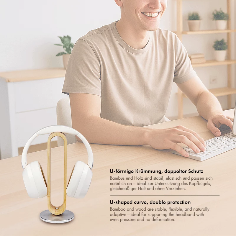 LogiLink AA0194 hoofdtelefoonstandaard lichtbruin en zilver