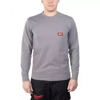 Milwaukee langarm-shirt met borstzak lichtgrijs WTLSGR-XXL