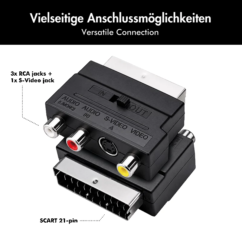 LogiLink SCART naar RCA/S-Video-adapter met schakelaar, zwart