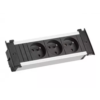 Bachmann Kapsa S bureau-integratie stekkerdoos - 3 stopcontacten type E, 0,2 m kabel, zwart/zilver