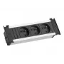 Bachmann Kapsa S bureau-integratie stekkerdoos - 3 stopcontacten type E, 0,2 m kabel, zwart/zilver