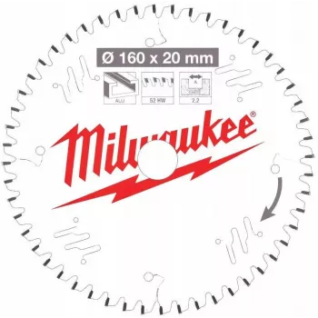Milwaukee cirkelzaagblad 160x20x2,2x52z TF aluminium
