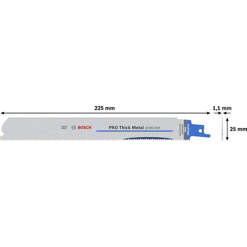 Bosch 2608658999 Expert Progressor for Metal S 1137 HBF reciprozaagbladen, 225 mm, 1,1 mm, 25-pack