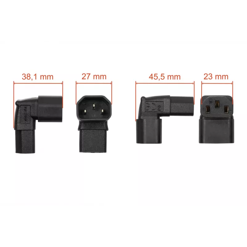 Kabelmeister IEC C14 naar C13 haakse netadapter, 10A 250V, zwart