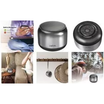 LogiLink SP0063H Bluetooth 5.1 TWS draagbare luidspreker, donkergrijs/zwart, handsfree functie, 10 m bereik