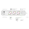 LogiLink LPS287U stekkerdoos met 3 veiligheidsstopcontacten, USB-A & USB-C PD 20W, tuimelschakelaar, 1,5m kabel, wit