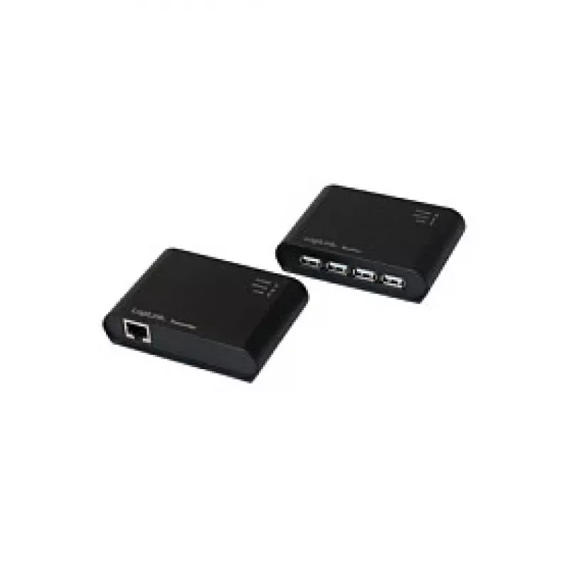 LogiLink USB 2.0 Cat.5-extender met 4-poorts hub, 50 m, zwart